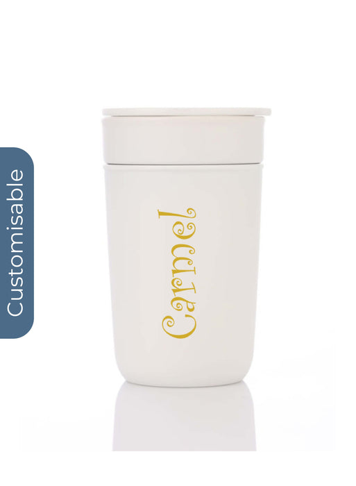 Personalised Premium Ceramic Tumbler With Recycled Protective Sleeve - White
