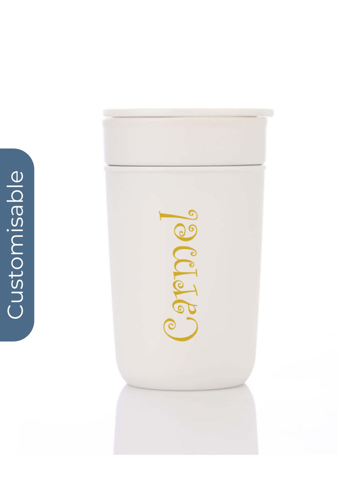 Personalised Premium Ceramic Tumbler With Recycled Protective Sleeve - White