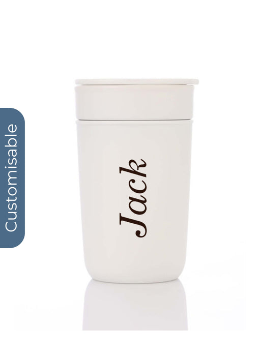 Personalised Premium Ceramic Tumbler With Recycled Protective Sleeve - White