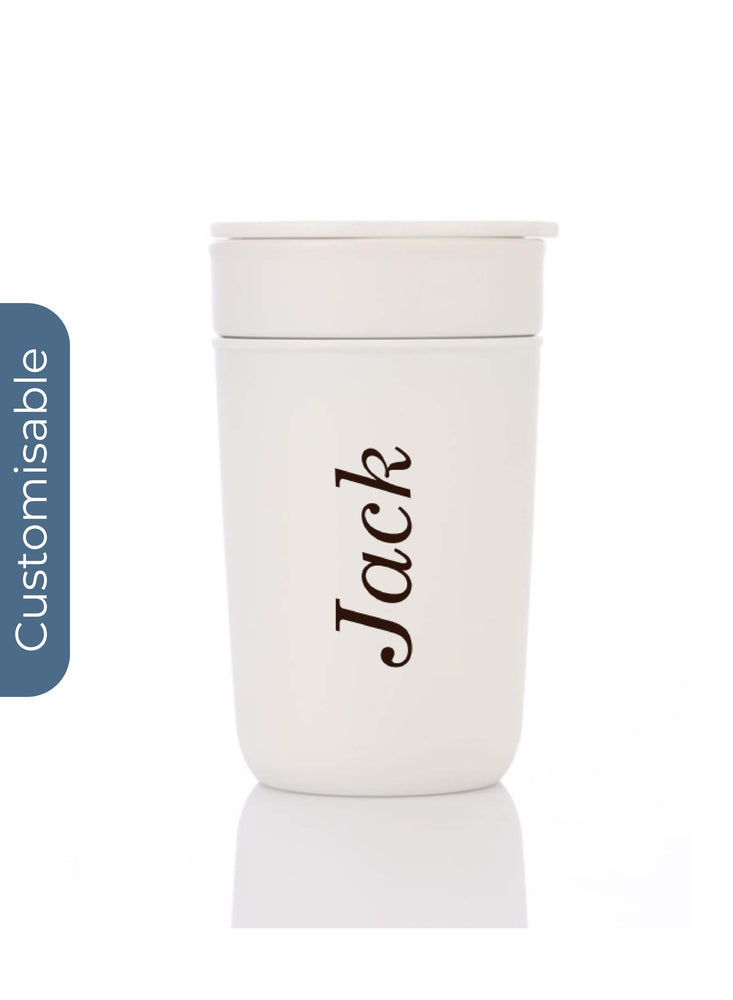 Personalised Premium Ceramic Tumbler With Recycled Protective Sleeve - White