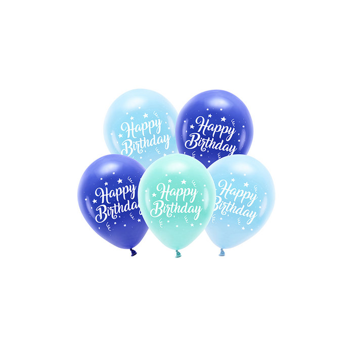 Eco Balloons 26 cm, Happy Birthday, blue