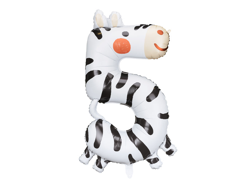Foil balloon Number 5 - Zebra
