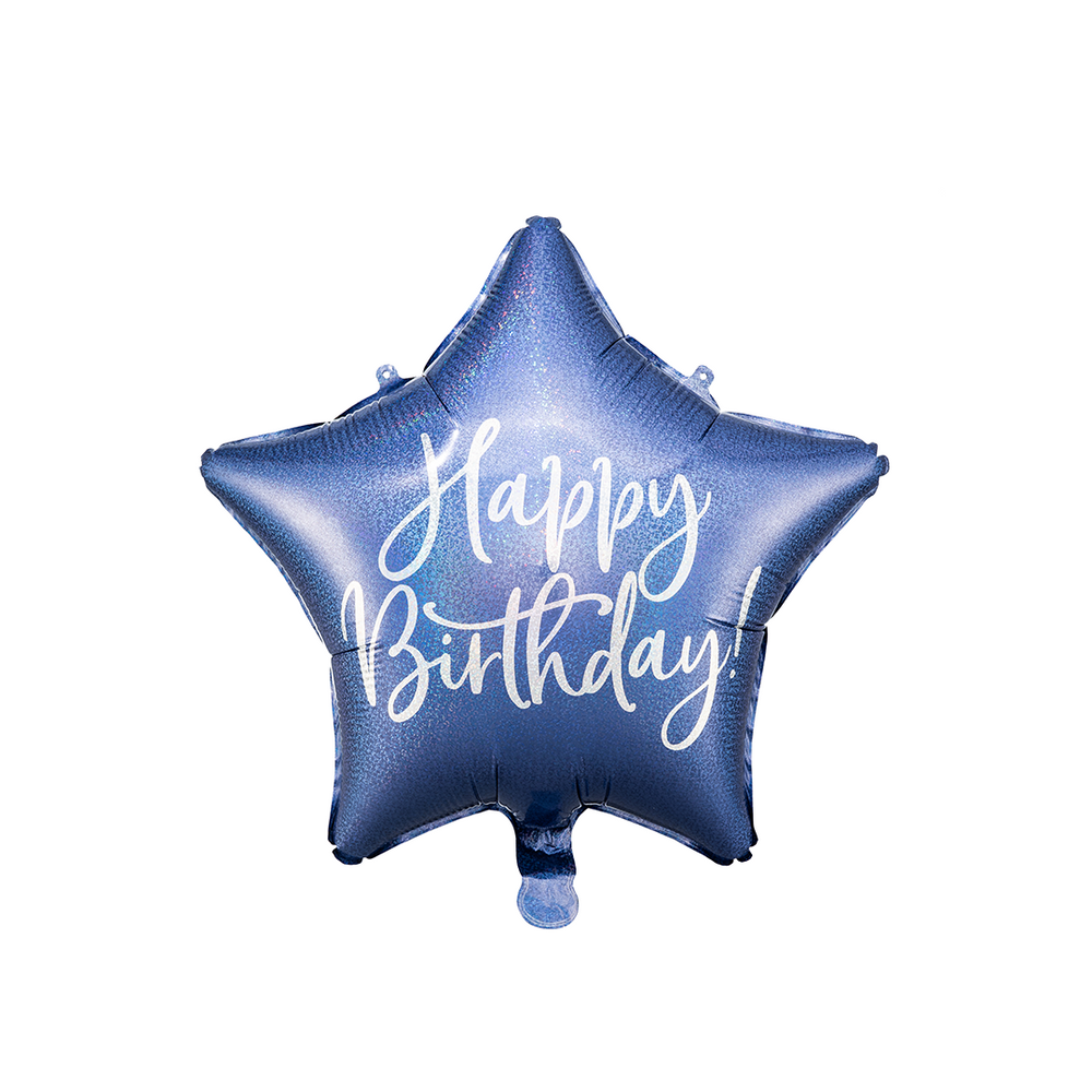 Foil balloon Happy Birthday, 40cm, navy blue