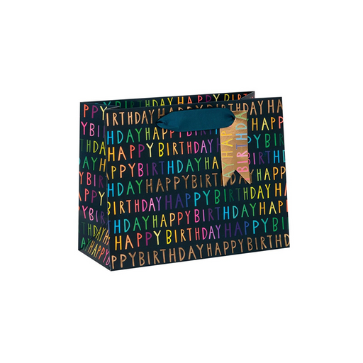 Medium Gift Bag - Happy Birthday Script Blue Collection