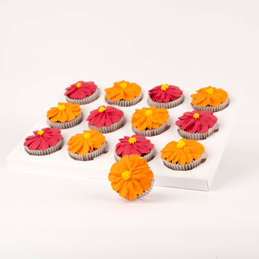 Orange and Fuchsia Diwali cupcakes