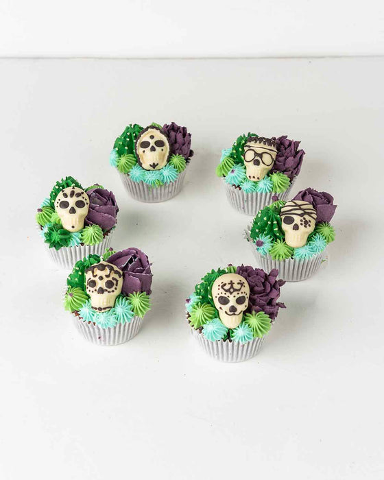 succulent and skeleton Cupcakes