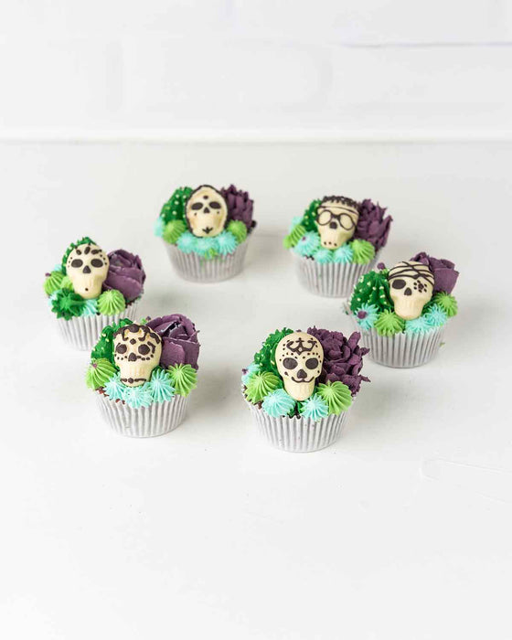 succulent and skeleton Cupcakes