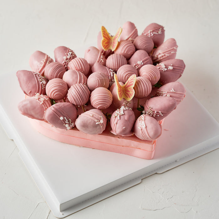 Pink and Purple Chocolate Strawberries Arrangement