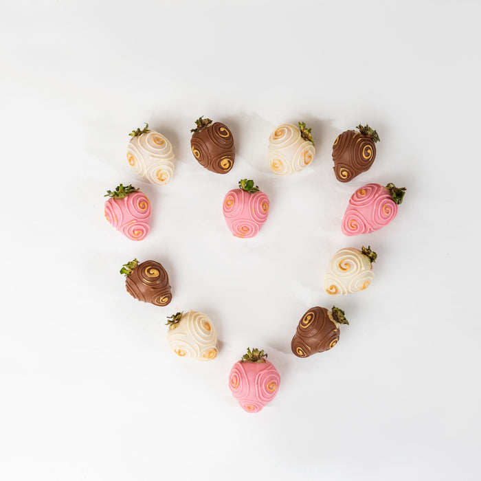 Milk, Ruby and White Chocolate Strawberries