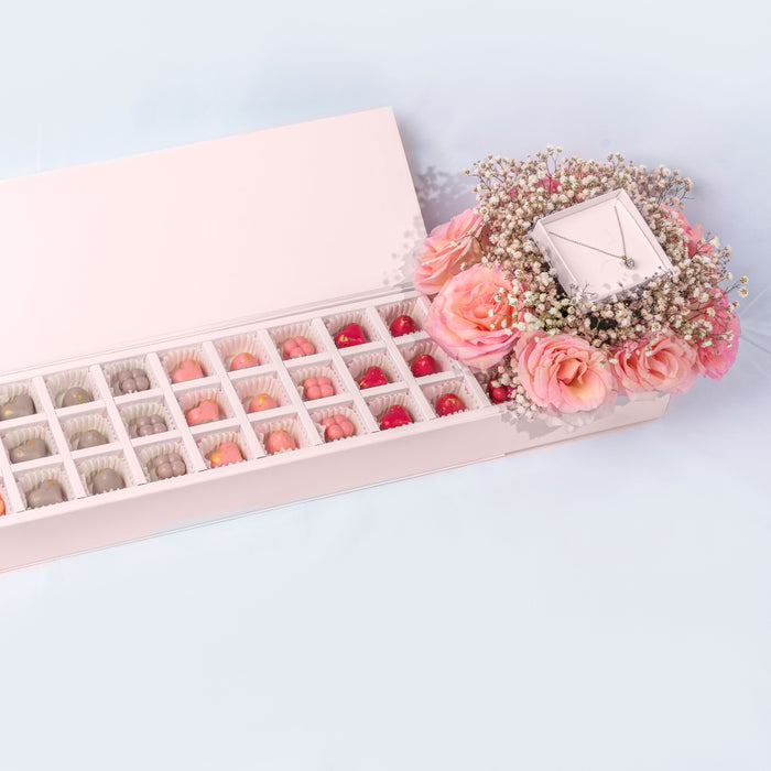 Large Chocolate tray with Bouquet and Necklace