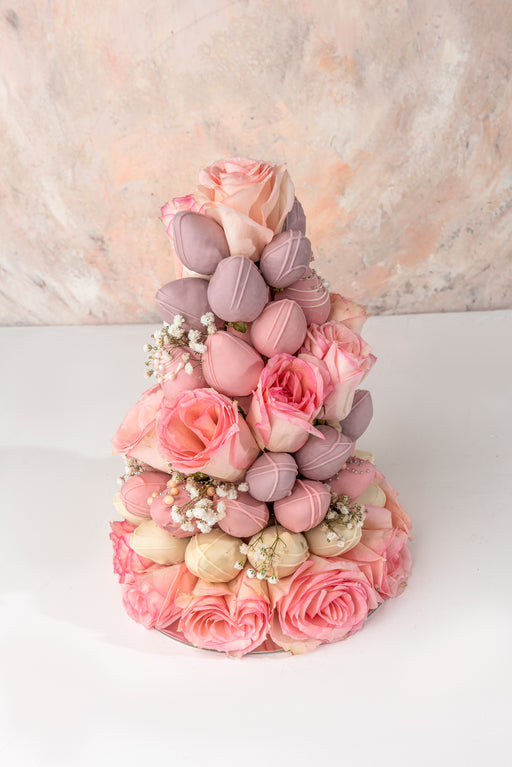 Chocolate Strawberries and Roses Tower