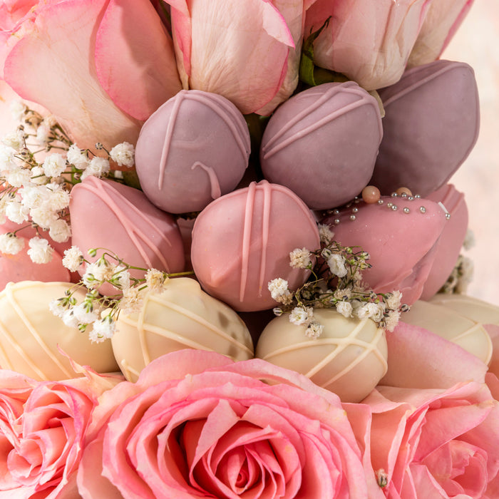 Chocolate Strawberries and Roses Tower