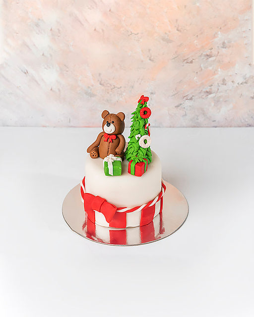 Chocolate Teddy and Tree Christmas Cake