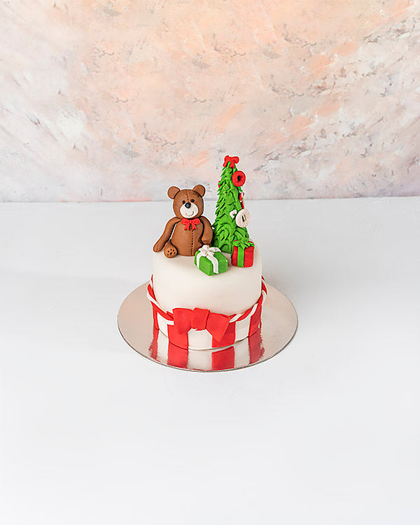 Chocolate Teddy and Tree Christmas Cake