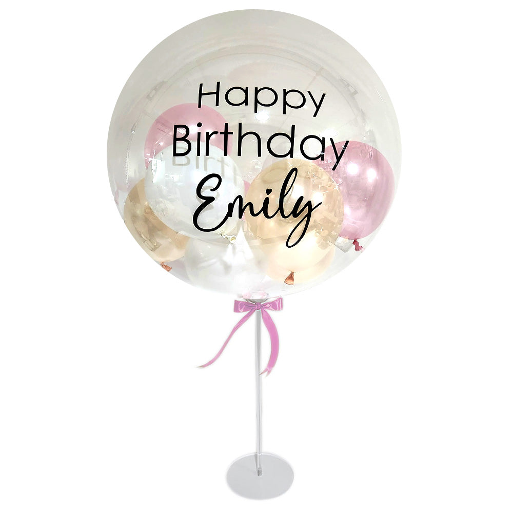 Peachy Pastel Delight Personalised Balloon On Stand