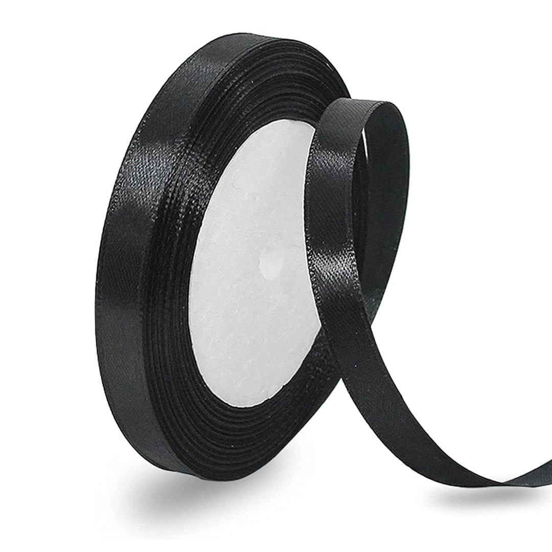 Black Satin Ribbon - 25 Yards Length