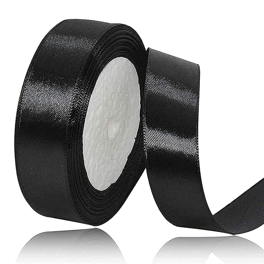 Black Satin Ribbon - 25 Yards Length