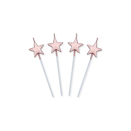 4-Pieces Star Candles Sticks - Rose Gold