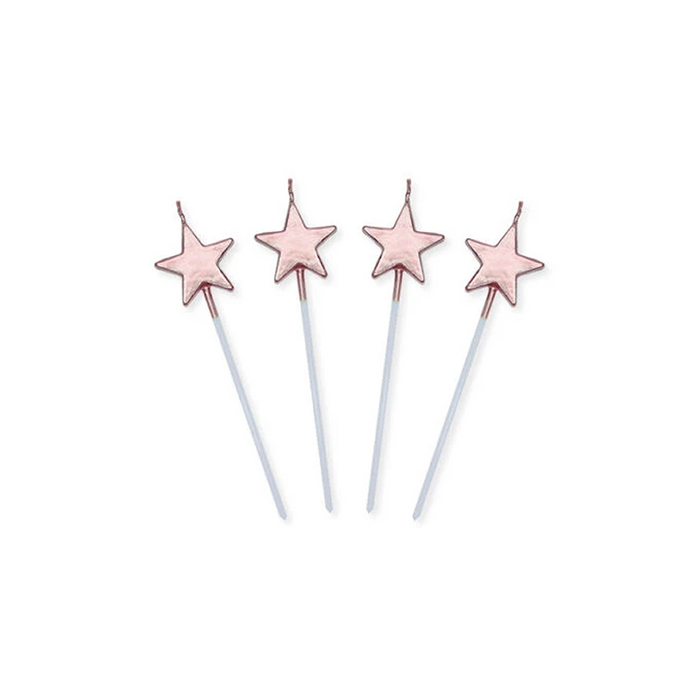 4-Pieces Star Candles Sticks - Rose Gold