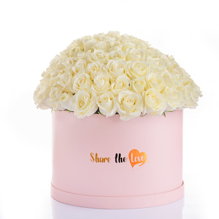 Deluxe White Roses Box