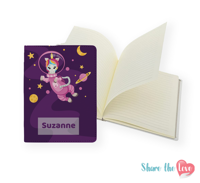 Spacebound Unicorn Dreams - Personalised Notebook