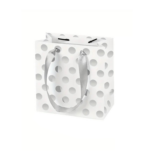 Gift Bag - Small | Silver Polka dot