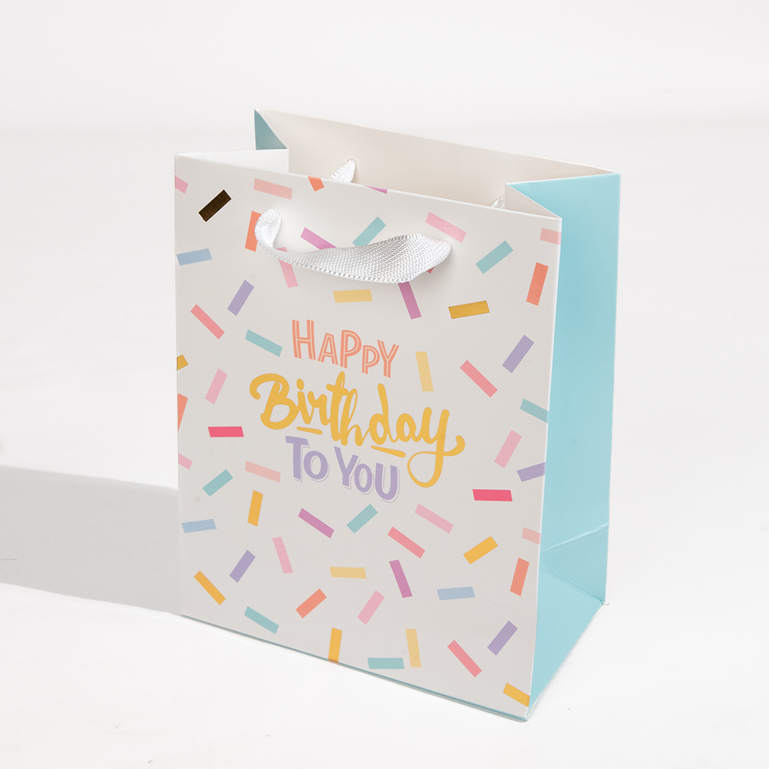 Happy Birthday, White, Confetti, Large Gift Bag