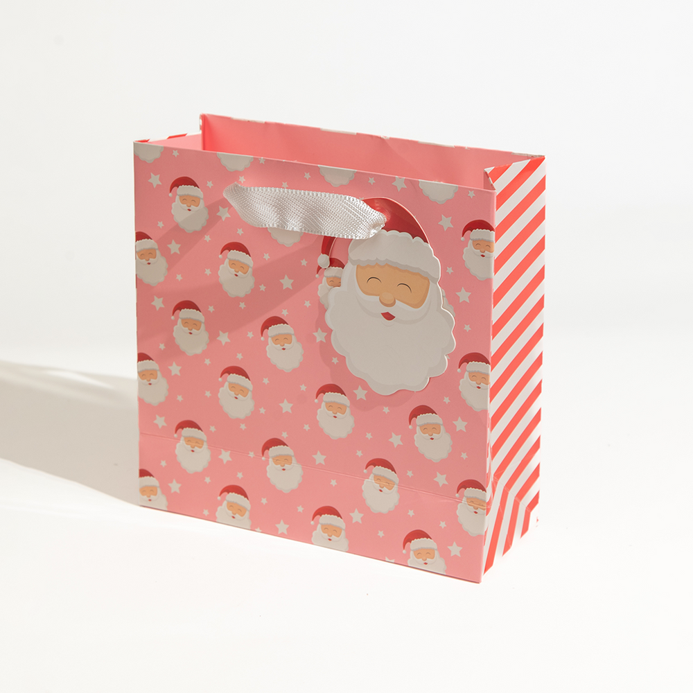 Santa, Christmas Gift Bag, Pink, Medium