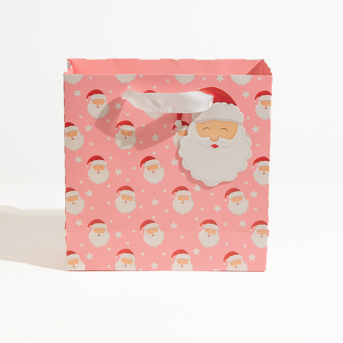 Santa, Christmas Gift Bag, Pink, Medium