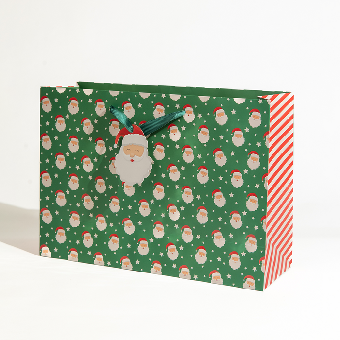Santa, Christmas Gift Bag, Green, Extra Large