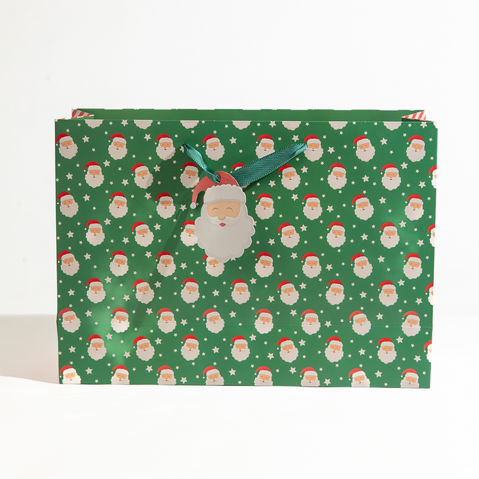 Santa, Christmas Gift Bag, Green, Extra Large