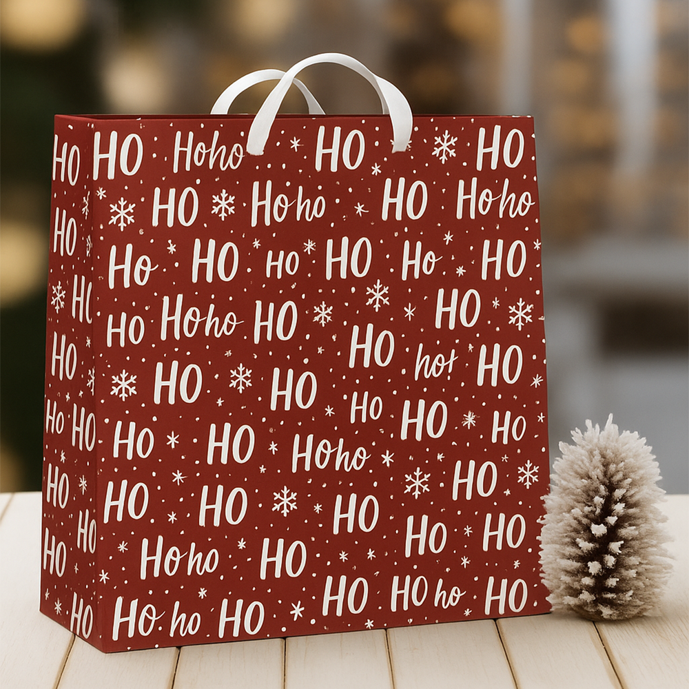 Ho Ho Ho, Christmas Gift Bag, Red, Large