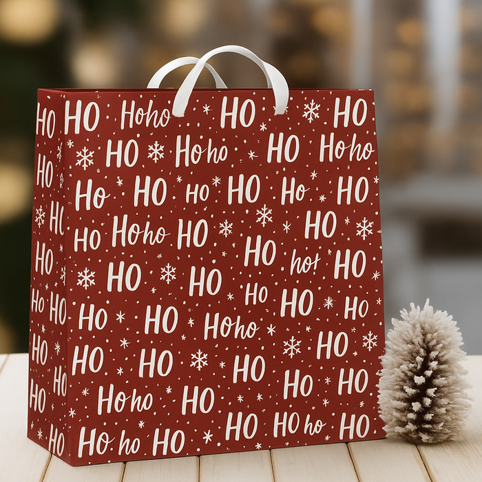 Ho Ho Ho, Christmas Gift Bag, Red, Large