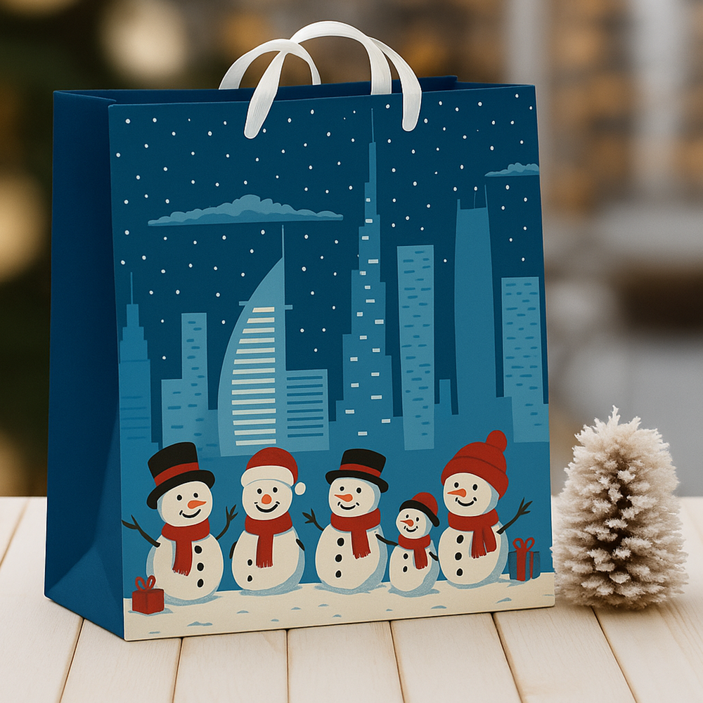 Ho Ho Ho, UAE Theme, Christmas Gift Bag, Blue, Large