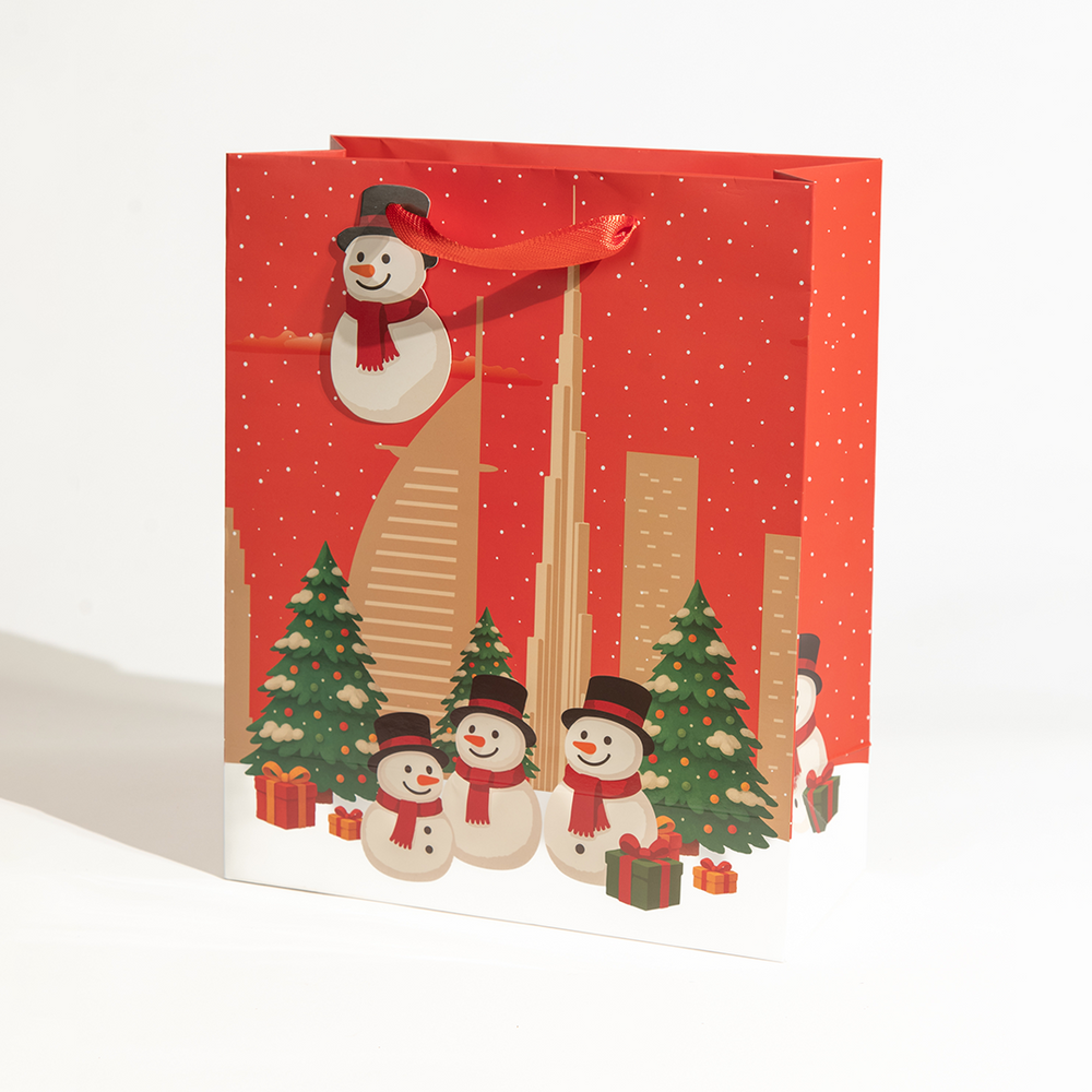 Ho Ho Ho, UAE Theme, Christmas Gift Bag, Red, Large
