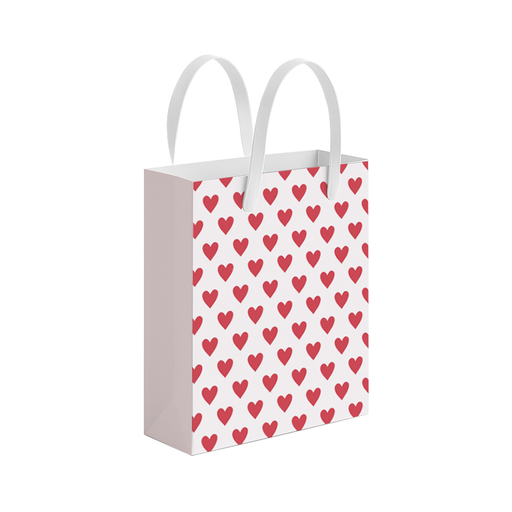 White & Red Heart Print Gift Bag, Extra Large