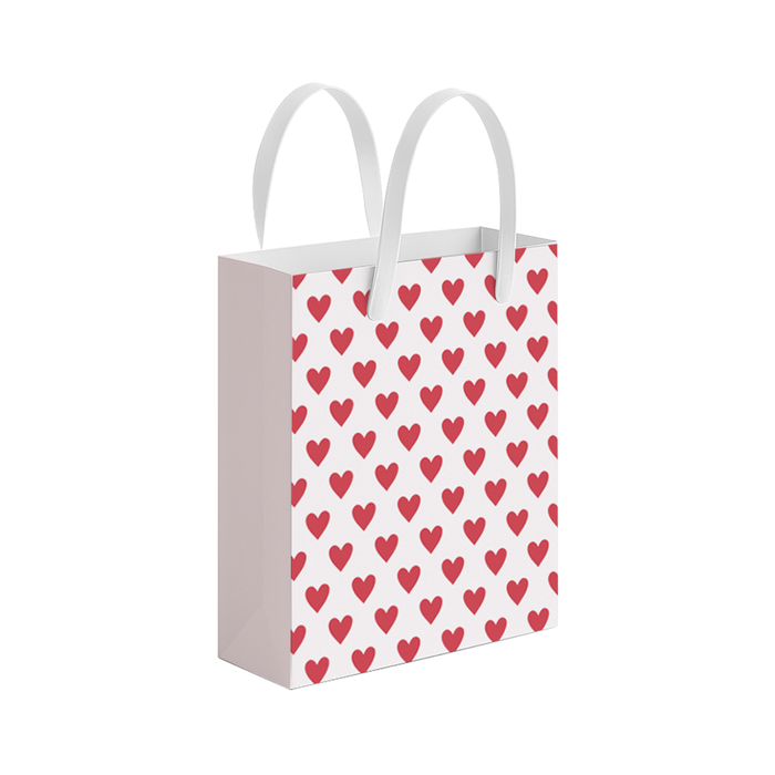 White & Red Heart Print Gift Bag, Extra Large