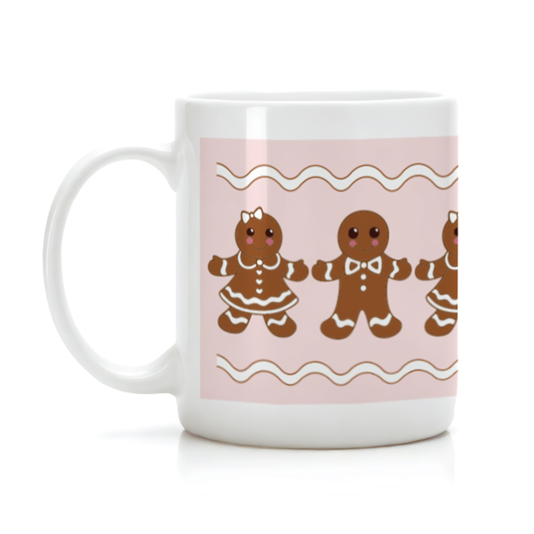 Gingerbread Christmas Mug, Pink