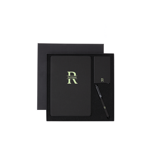 Personalised TESSIN - CHANGE ZERO Sustainable Gift Set with Refillable Notebook, Pen & Cardholder - Black