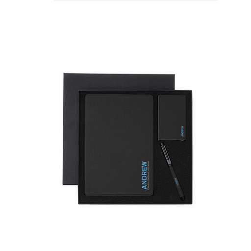 Personalised TESSIN - CHANGE ZERO Sustainable Gift Set with Refillable Notebook, Pen & Cardholder - Black