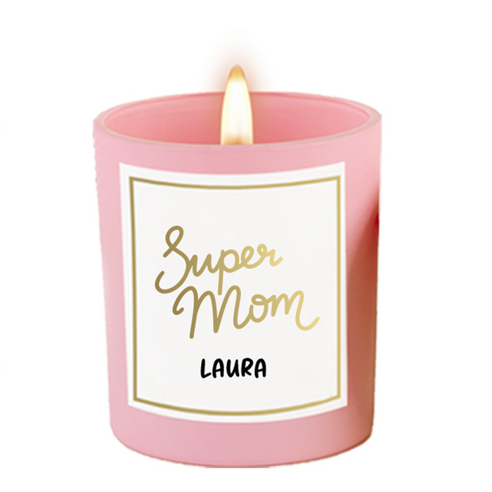 Super Mom, Personalised Mother's Day Soy Wax Scented Candle