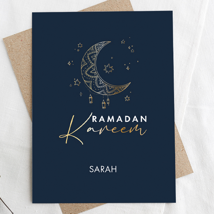 Personalised Ramadan Greeting Card - Elegant Design with Custom Message Option