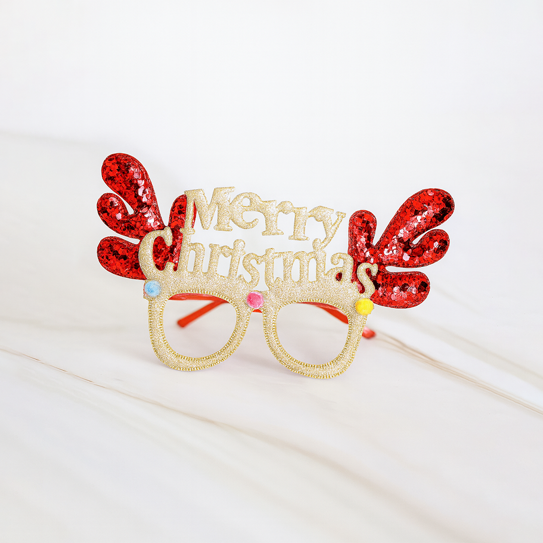 Deer Horn, Christmas Eyeglass, Red Sparkly