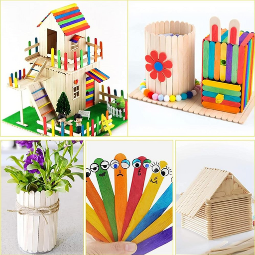 4.5 Inch Colour Popsicle Sticks – Natural Wooden Craft Sticks (Eco-Friendly)