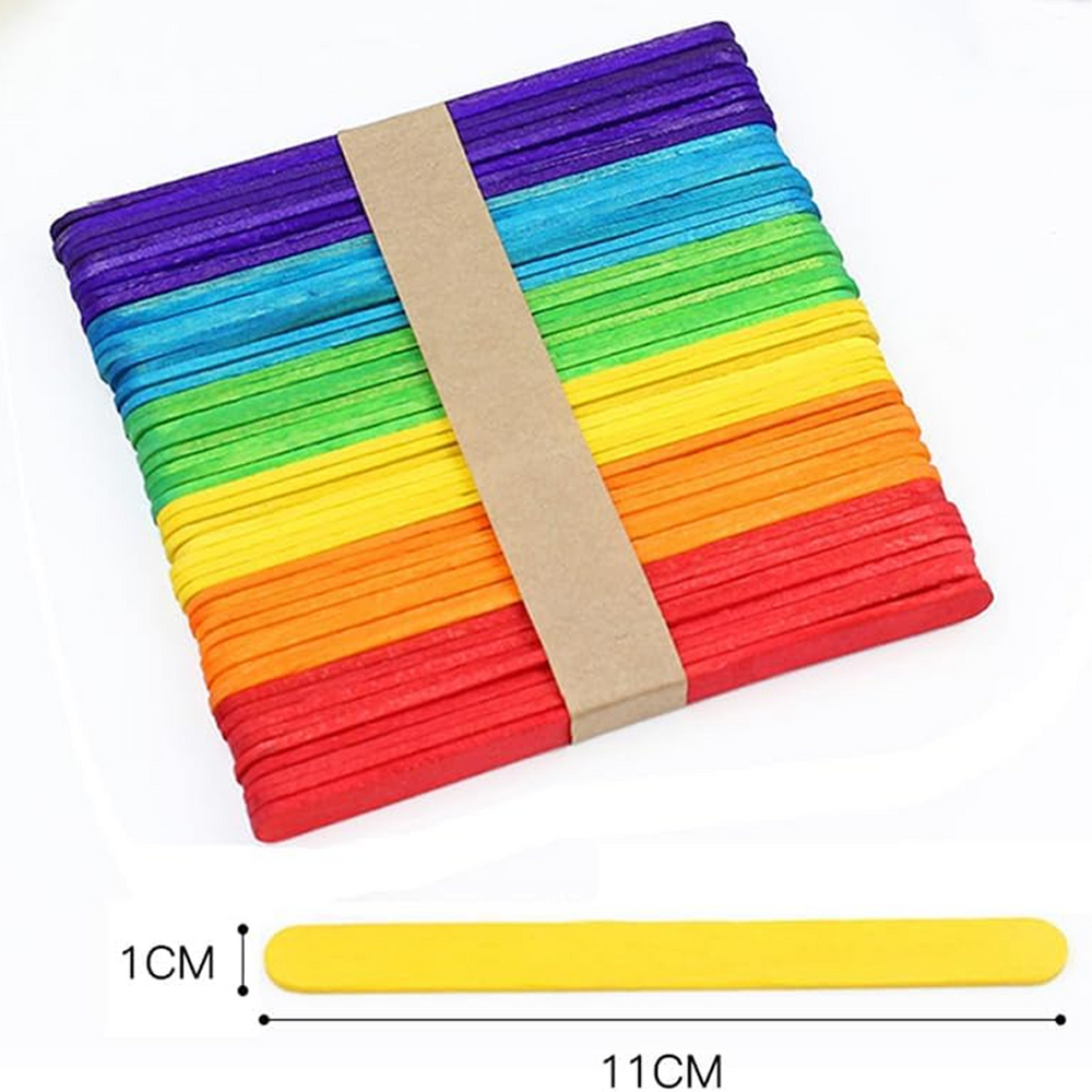4.5 Inch Colour Popsicle Sticks – Natural Wooden Craft Sticks (Eco-Friendly)