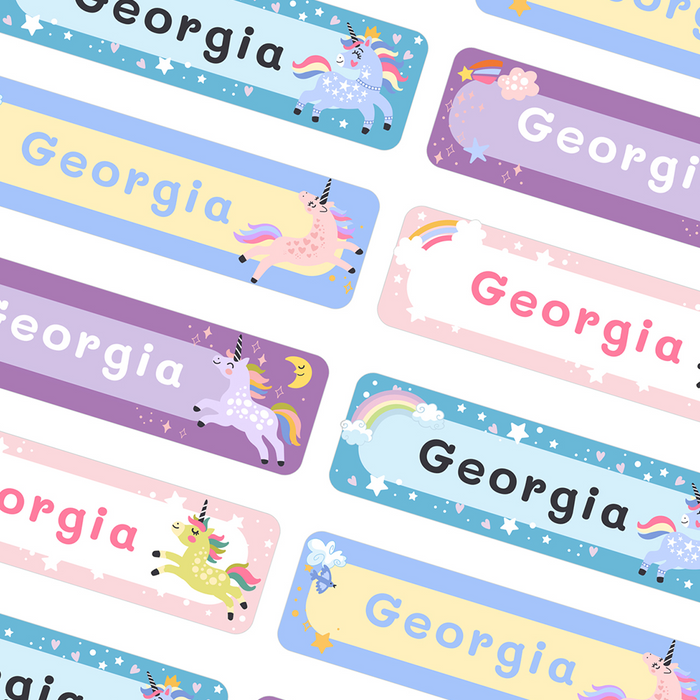 Magical Unicorn Name Labels – Personalized Back-to-School Stickers