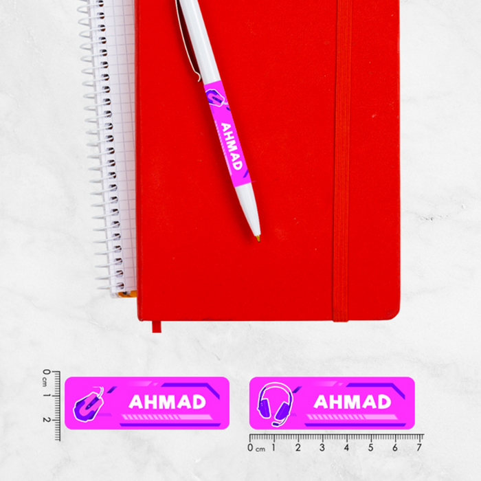 Gamer Vibes Name Stickers – Personalized Labels for School Gear