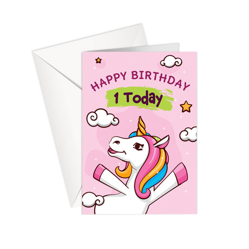 HAPPY Birthday Unicorn Number Card - Age 1