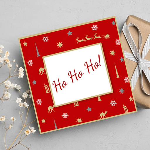 Ho Ho Ho | Red | Christmas Greeting Card