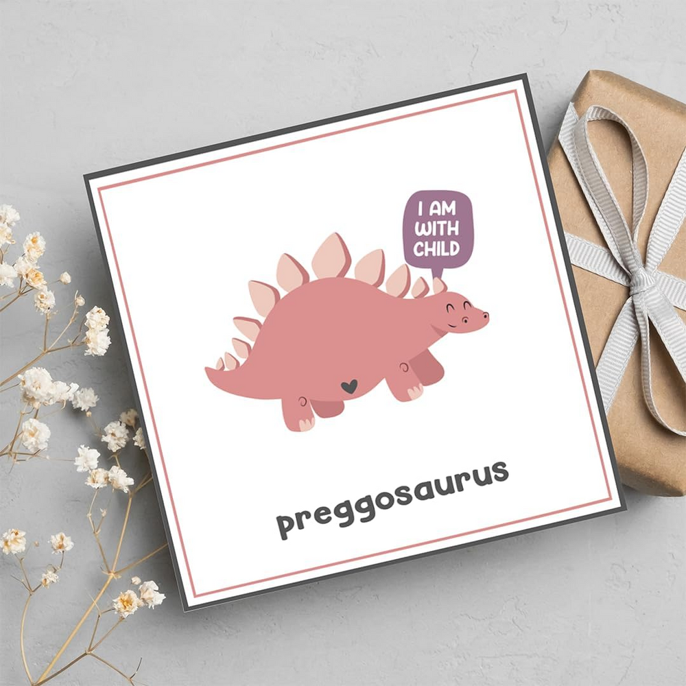 I Am With Child, Preggosaurus - Baby Shower Greeting Card